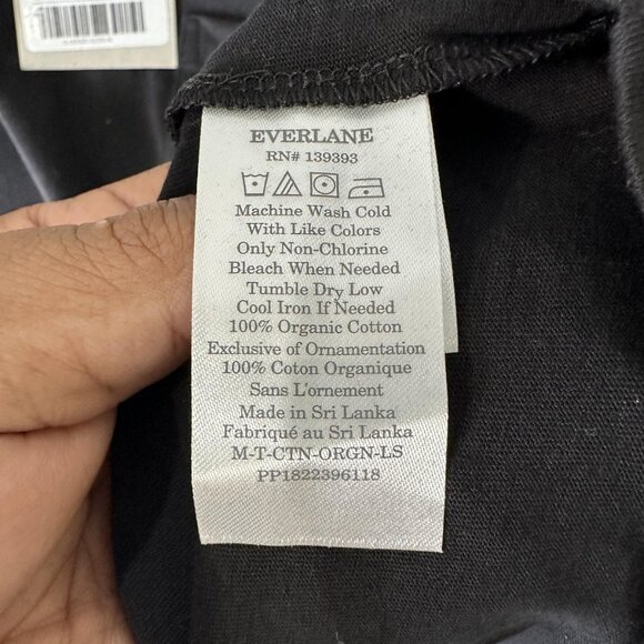 Everlane Shirt Mens Medium Black Organic Cotton Long-Sleeve Pocket Tee Uniform - Picture 7 of 9